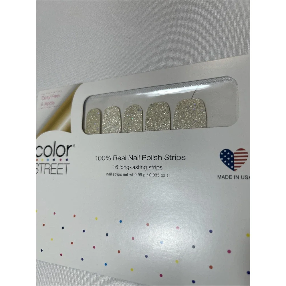 Color Street Nail Polish Strips Home Sleet Home White Glitter New Retired